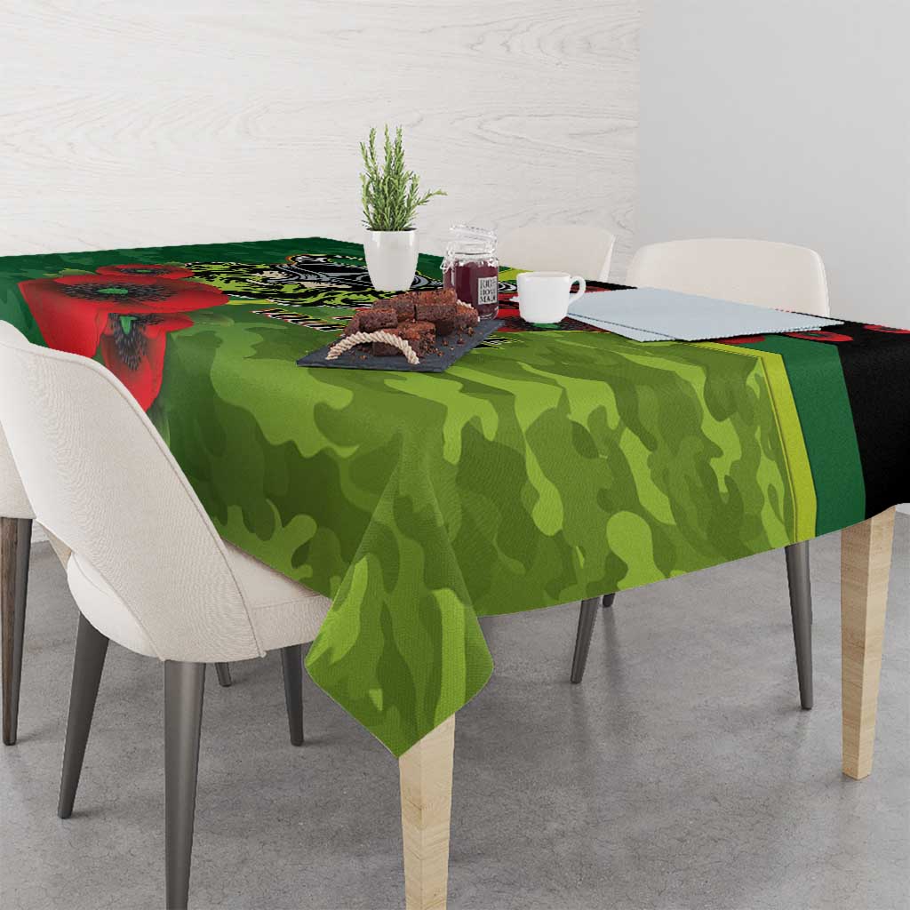 Canberra Raiders ANZAC Personalised Tablecloth Lest We Forget Poppy Camo