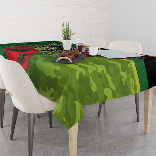 Canberra Raiders ANZAC Personalised Tablecloth Lest We Forget Poppy Camo