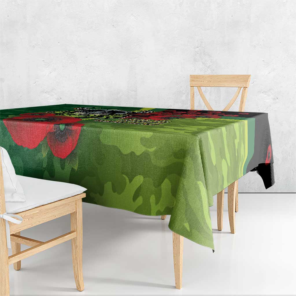 Canberra Raiders ANZAC Personalised Tablecloth Lest We Forget Poppy Camo
