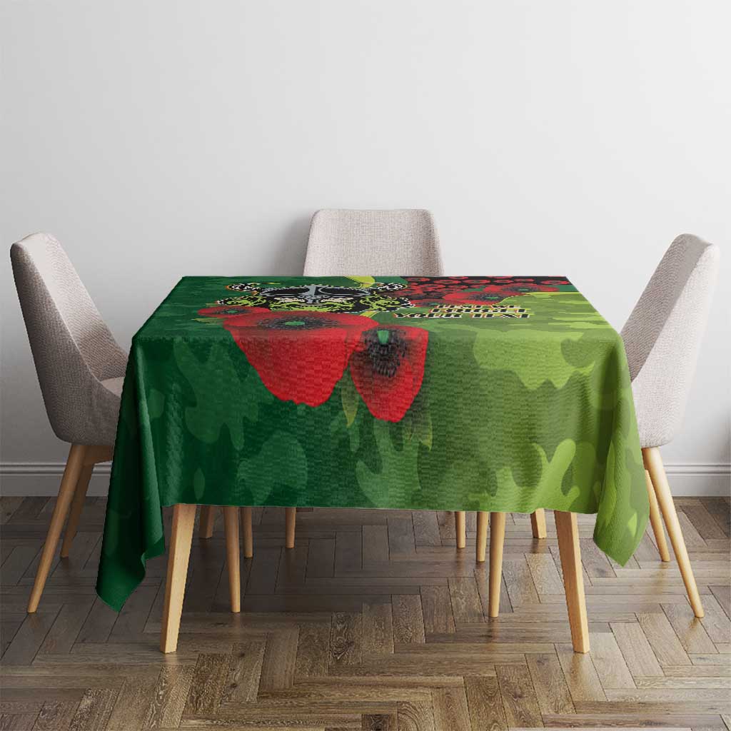 Canberra Raiders ANZAC Personalised Tablecloth Lest We Forget Poppy Camo