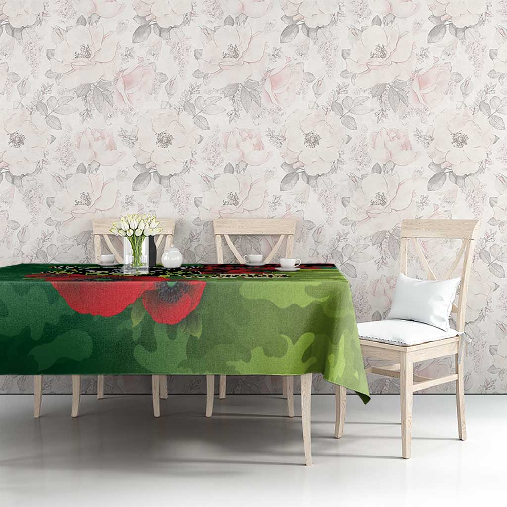 Canberra Raiders ANZAC Personalised Tablecloth Lest We Forget Poppy Camo