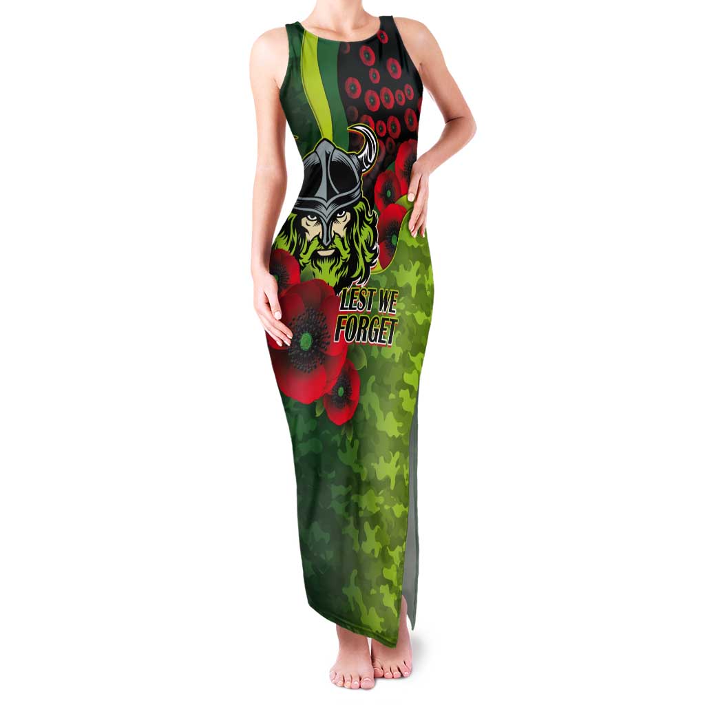 Canberra Raiders ANZAC Personalised Tank Maxi Dress Lest We Forget Poppy Camo