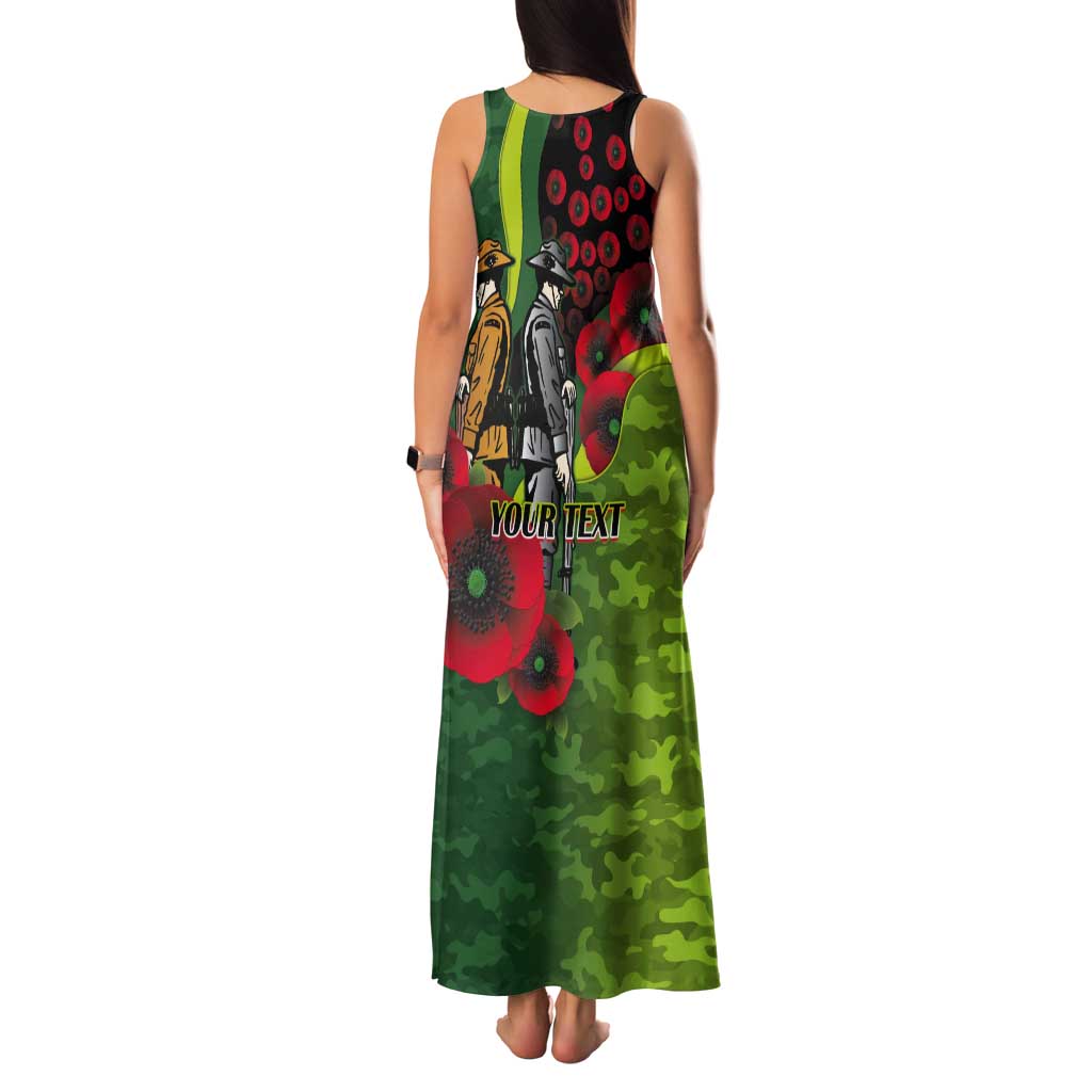 Canberra Raiders ANZAC Personalised Tank Maxi Dress Lest We Forget Poppy Camo