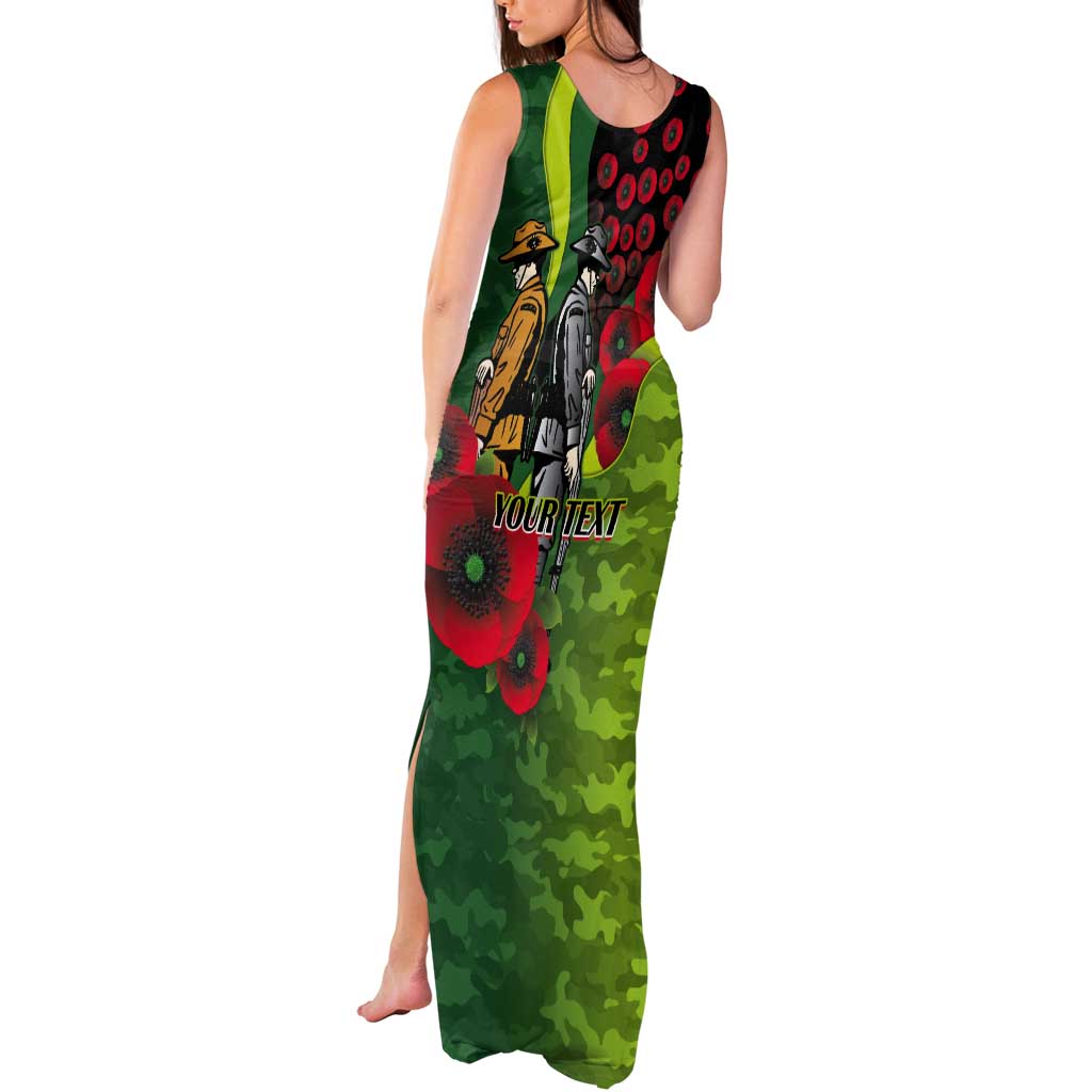 Canberra Raiders ANZAC Personalised Tank Maxi Dress Lest We Forget Poppy Camo