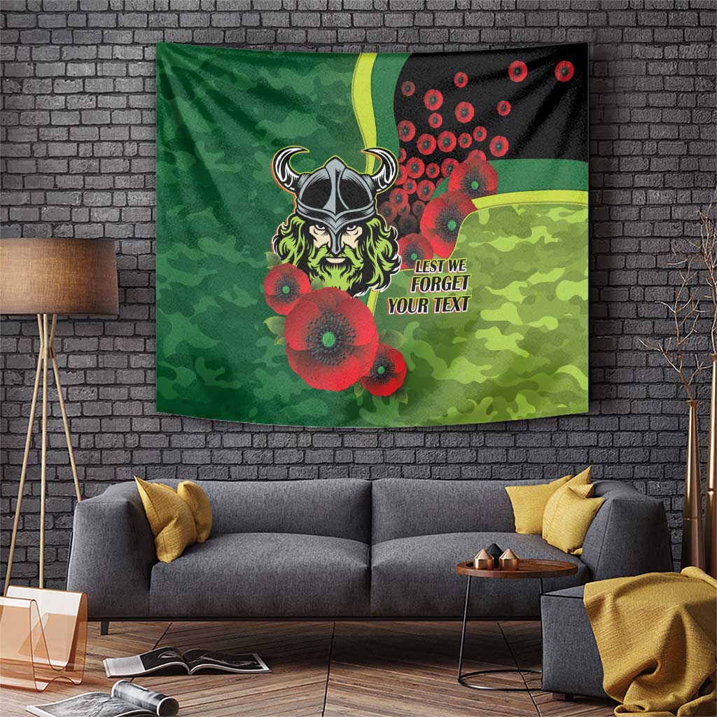 Canberra Raiders ANZAC Personalised Tapestry Lest We Forget Poppy Camo