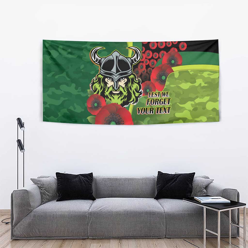 Canberra Raiders ANZAC Personalised Tapestry Lest We Forget Poppy Camo