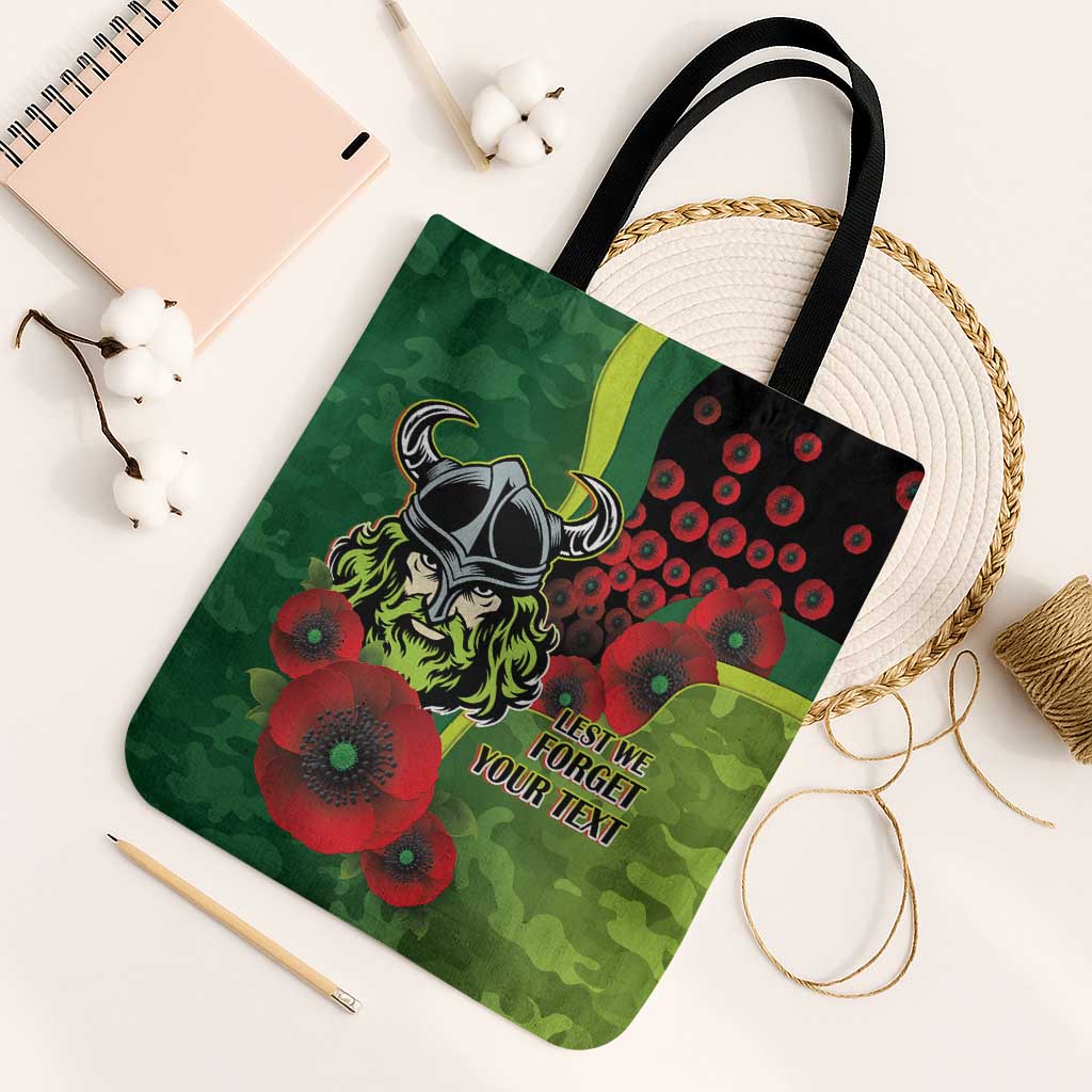 Canberra Raiders ANZAC Personalised Tote Bag Lest We Forget Poppy Camo
