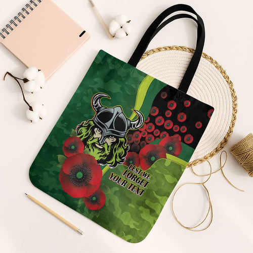 Canberra Raiders ANZAC Personalised Tote Bag Lest We Forget Poppy Camo