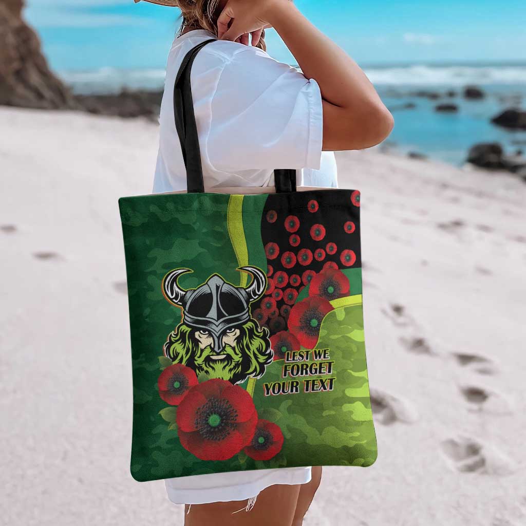 Canberra Raiders ANZAC Personalised Tote Bag Lest We Forget Poppy Camo