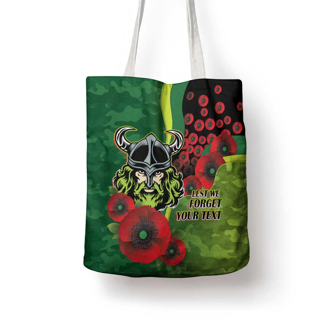 Canberra Raiders ANZAC Personalised Tote Bag Lest We Forget Poppy Camo
