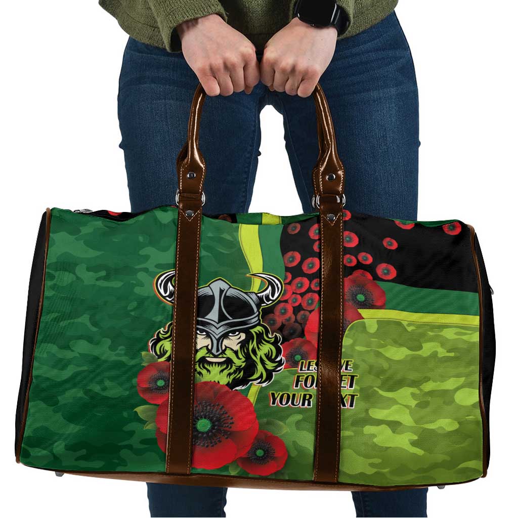 Canberra Raiders ANZAC Personalised Travel Bag Lest We Forget Poppy Camo