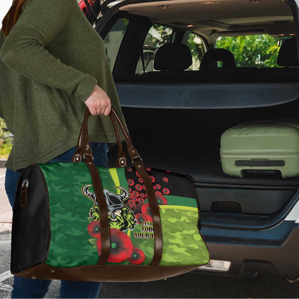 Canberra Raiders ANZAC Personalised Travel Bag Lest We Forget Poppy Camo