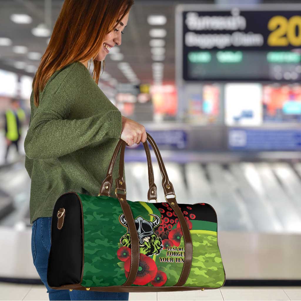 Canberra Raiders ANZAC Personalised Travel Bag Lest We Forget Poppy Camo