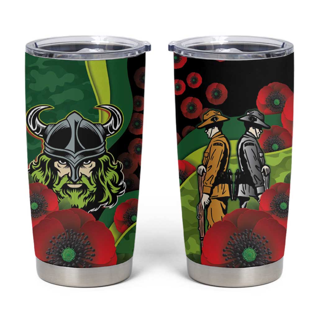 Canberra Raiders ANZAC Personalised Tumbler Cup Lest We Forget Poppy Camo