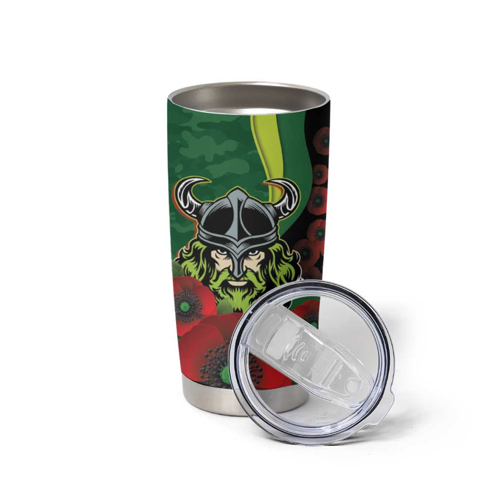 Canberra Raiders ANZAC Personalised Tumbler Cup Lest We Forget Poppy Camo