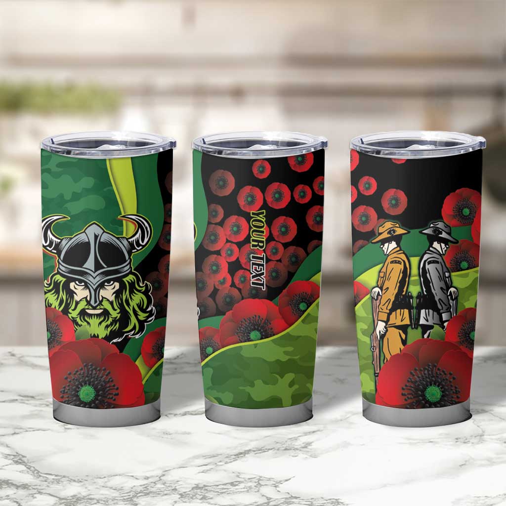 Canberra Raiders ANZAC Personalised Tumbler Cup Lest We Forget Poppy Camo