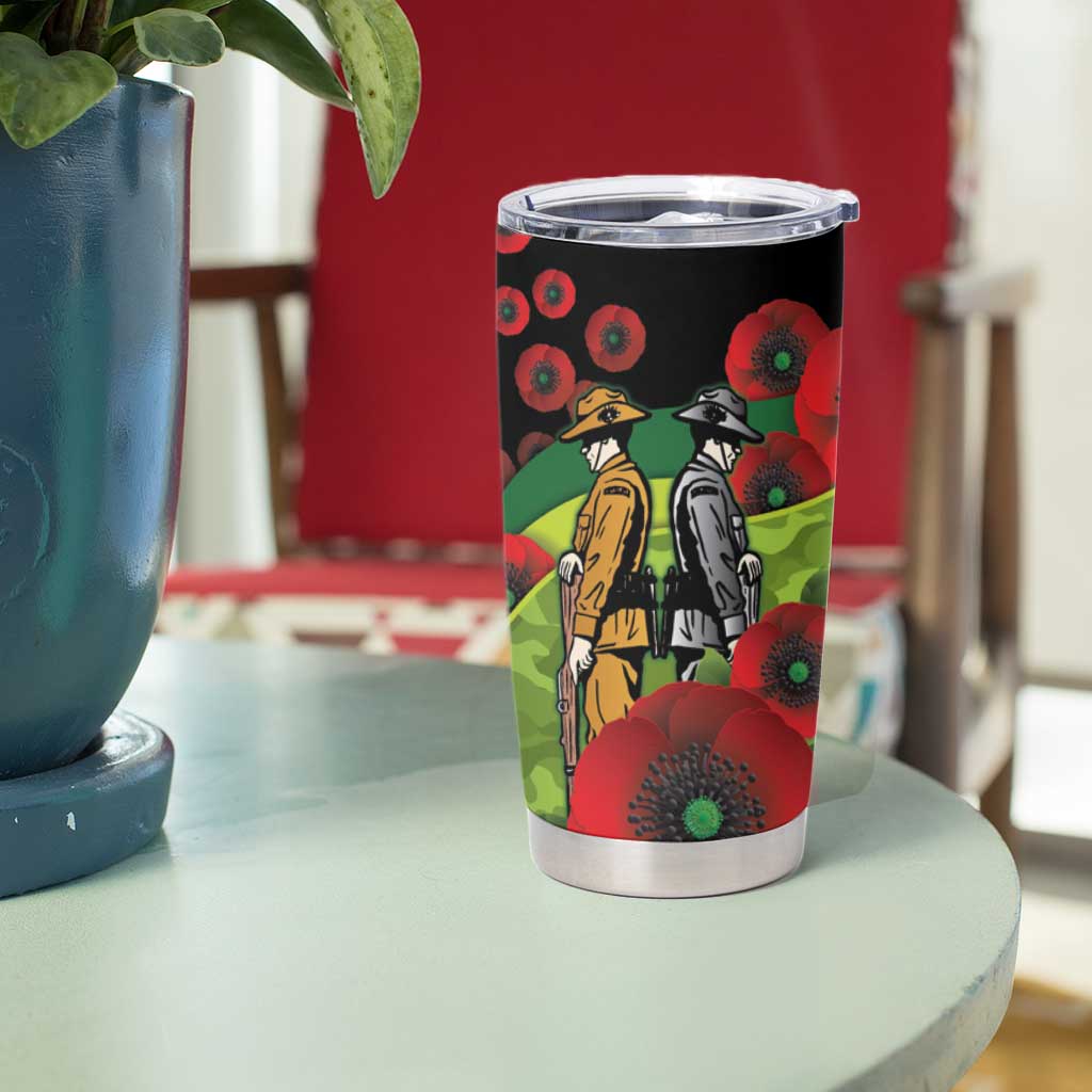 Canberra Raiders ANZAC Personalised Tumbler Cup Lest We Forget Poppy Camo