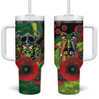 Canberra Raiders ANZAC Personalised Tumbler With Handle Lest We Forget Poppy Camo