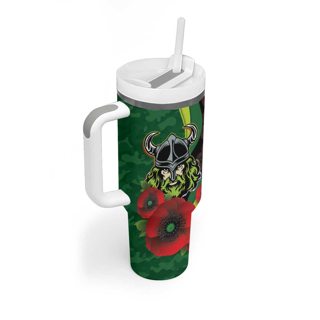 Canberra Raiders ANZAC Personalised Tumbler With Handle Lest We Forget Poppy Camo