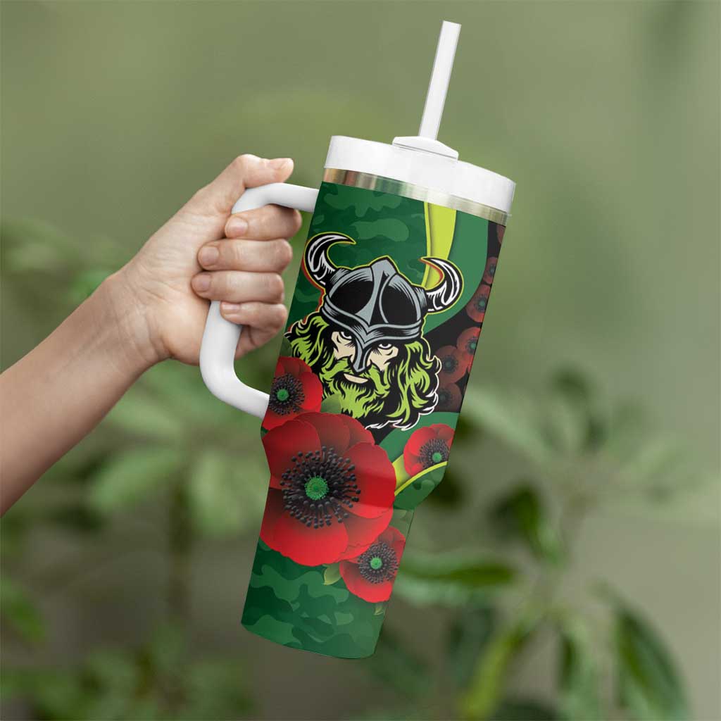 Canberra Raiders ANZAC Personalised Tumbler With Handle Lest We Forget Poppy Camo