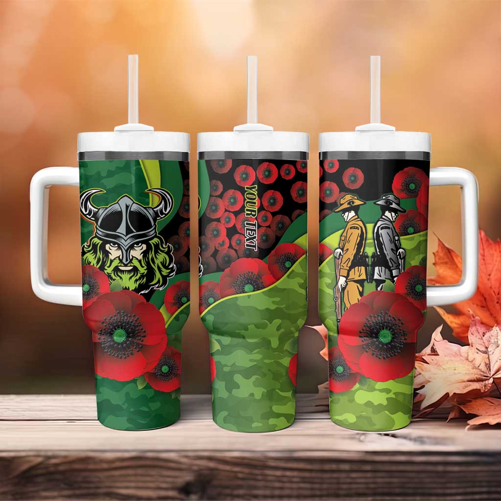 Canberra Raiders ANZAC Personalised Tumbler With Handle Lest We Forget Poppy Camo