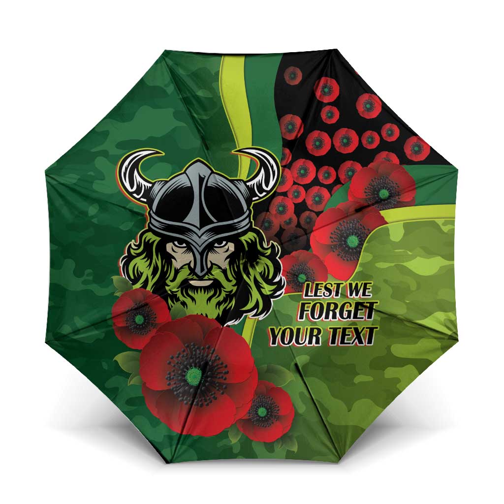 Canberra Raiders ANZAC Personalised Umbrella Lest We Forget Poppy Camo