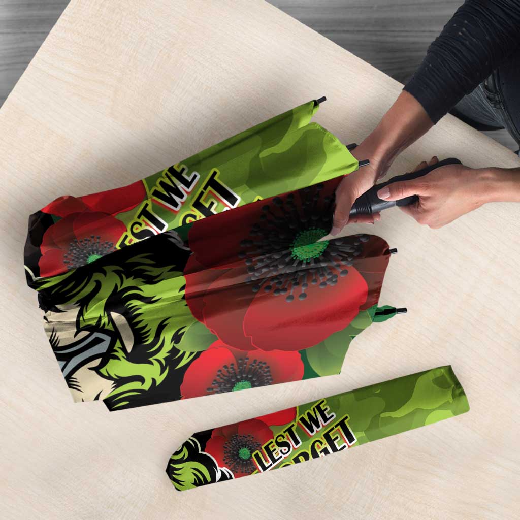 Canberra Raiders ANZAC Personalised Umbrella Lest We Forget Poppy Camo