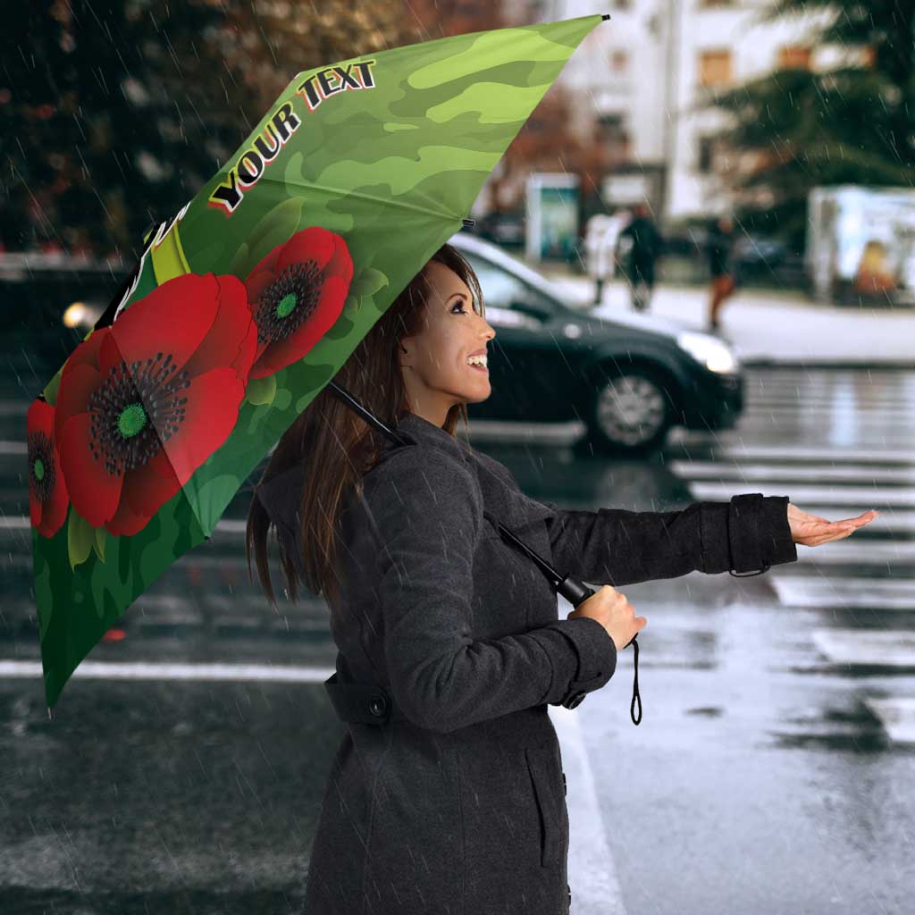 Canberra Raiders ANZAC Personalised Umbrella Lest We Forget Poppy Camo