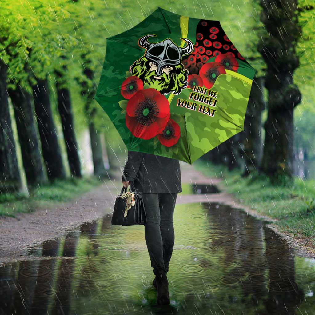 Canberra Raiders ANZAC Personalised Umbrella Lest We Forget Poppy Camo