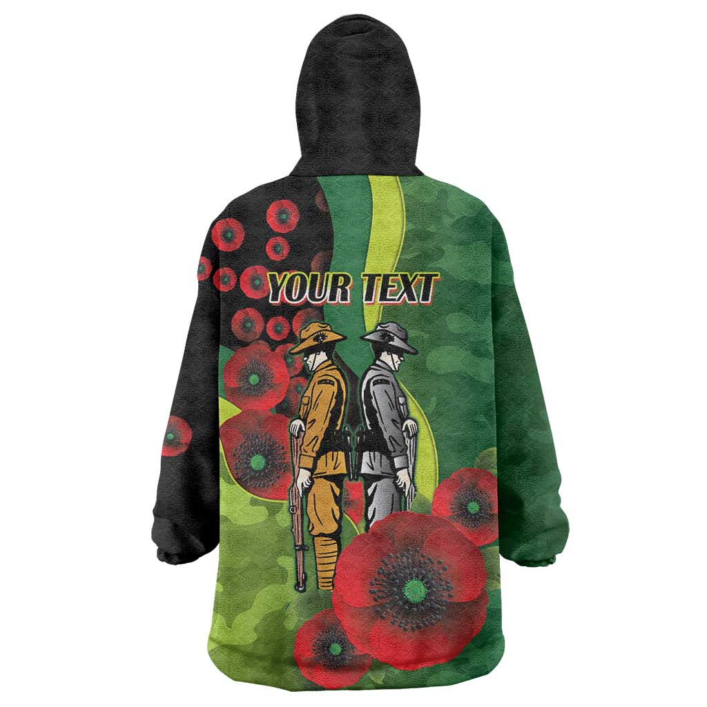 Canberra Raiders ANZAC Personalised Wearable Blanket Hoodie Lest We Forget Poppy Camo
