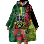 Canberra Raiders ANZAC Personalised Wearable Blanket Hoodie Lest We Forget Poppy Camo