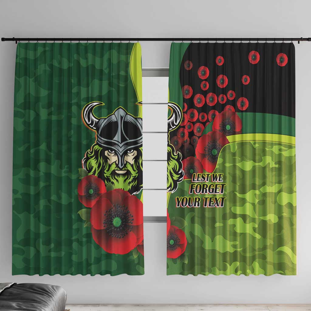 Canberra Raiders ANZAC Personalised Window Curtain Lest We Forget Poppy Camo