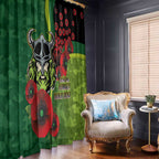 Canberra Raiders ANZAC Personalised Window Curtain Lest We Forget Poppy Camo