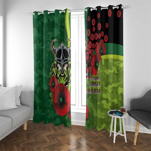 Canberra Raiders ANZAC Personalised Window Curtain Lest We Forget Poppy Camo