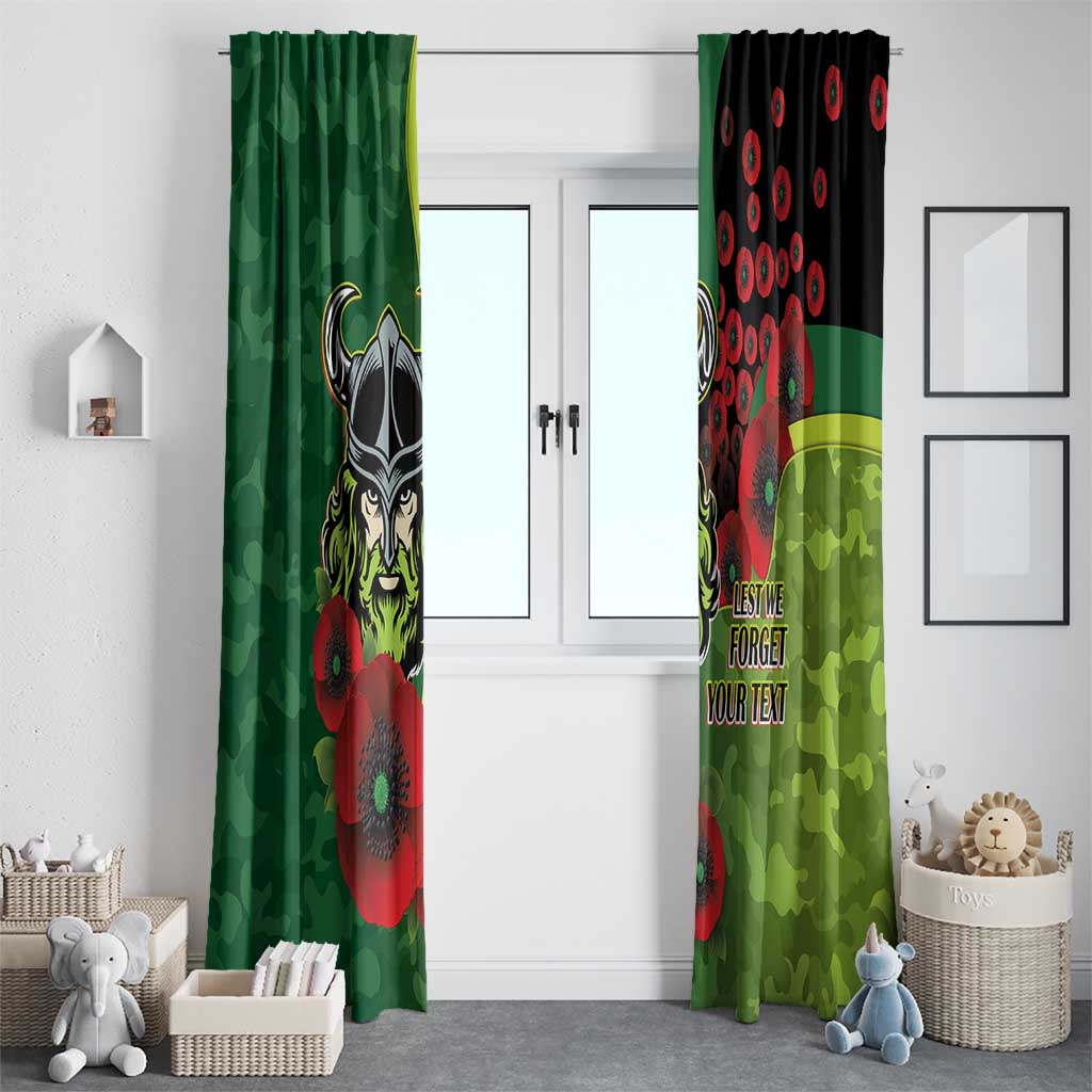 Canberra Raiders ANZAC Personalised Window Curtain Lest We Forget Poppy Camo