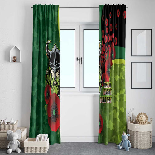 Canberra Raiders ANZAC Personalised Window Curtain Lest We Forget Poppy Camo