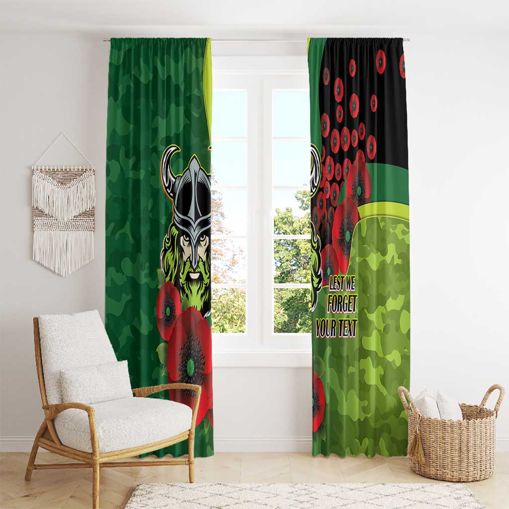 Canberra Raiders ANZAC Personalised Window Curtain Lest We Forget Poppy Camo
