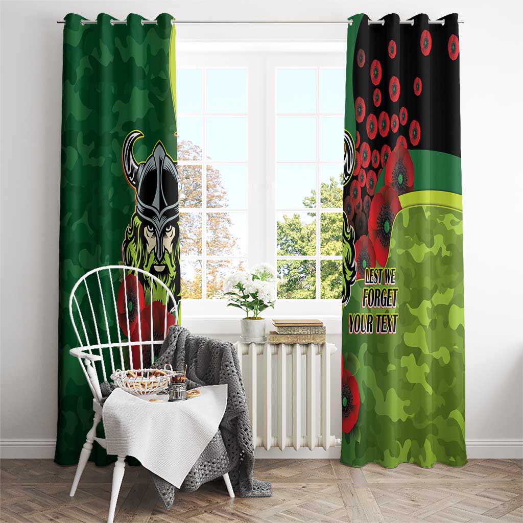 Canberra Raiders ANZAC Personalised Window Curtain Lest We Forget Poppy Camo