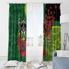 Canberra Raiders ANZAC Personalised Window Curtain Lest We Forget Poppy Camo