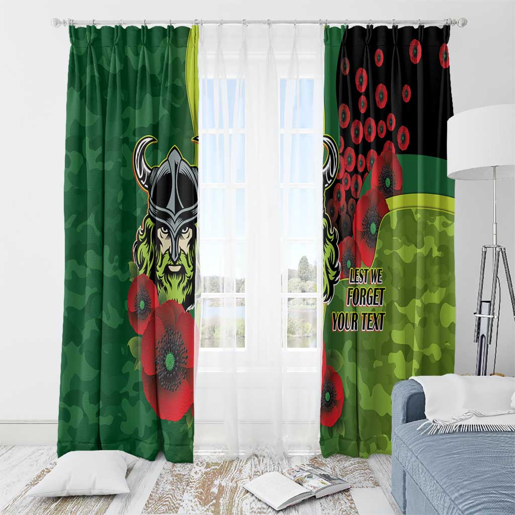 Canberra Raiders ANZAC Personalised Window Curtain Lest We Forget Poppy Camo