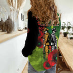 Canberra Raiders ANZAC Personalised Women Casual Shirt Lest We Forget Poppy Camo