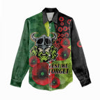 Canberra Raiders ANZAC Personalised Women Casual Shirt Lest We Forget Poppy Camo