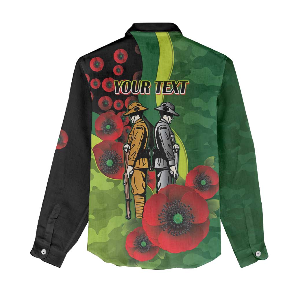Canberra Raiders ANZAC Personalised Women Casual Shirt Lest We Forget Poppy Camo