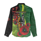 Canberra Raiders ANZAC Personalised Women Casual Shirt Lest We Forget Poppy Camo