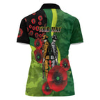 Canberra Raiders ANZAC Personalised Women Polo Shirt Lest We Forget Poppy Camo