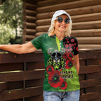 Canberra Raiders ANZAC Personalised Women Polo Shirt Lest We Forget Poppy Camo