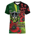 Canberra Raiders ANZAC Personalised Women V-Neck T-Shirt Lest We Forget Poppy Camo