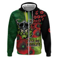 Canberra Raiders ANZAC Personalised Zip Hoodie Lest We Forget Poppy Camo