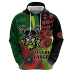 Canberra Raiders ANZAC Personalised Zip Hoodie Lest We Forget Poppy Camo