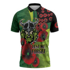 Canberra Raiders ANZAC Personalised Zipper Polo Shirt Lest We Forget Poppy Camo